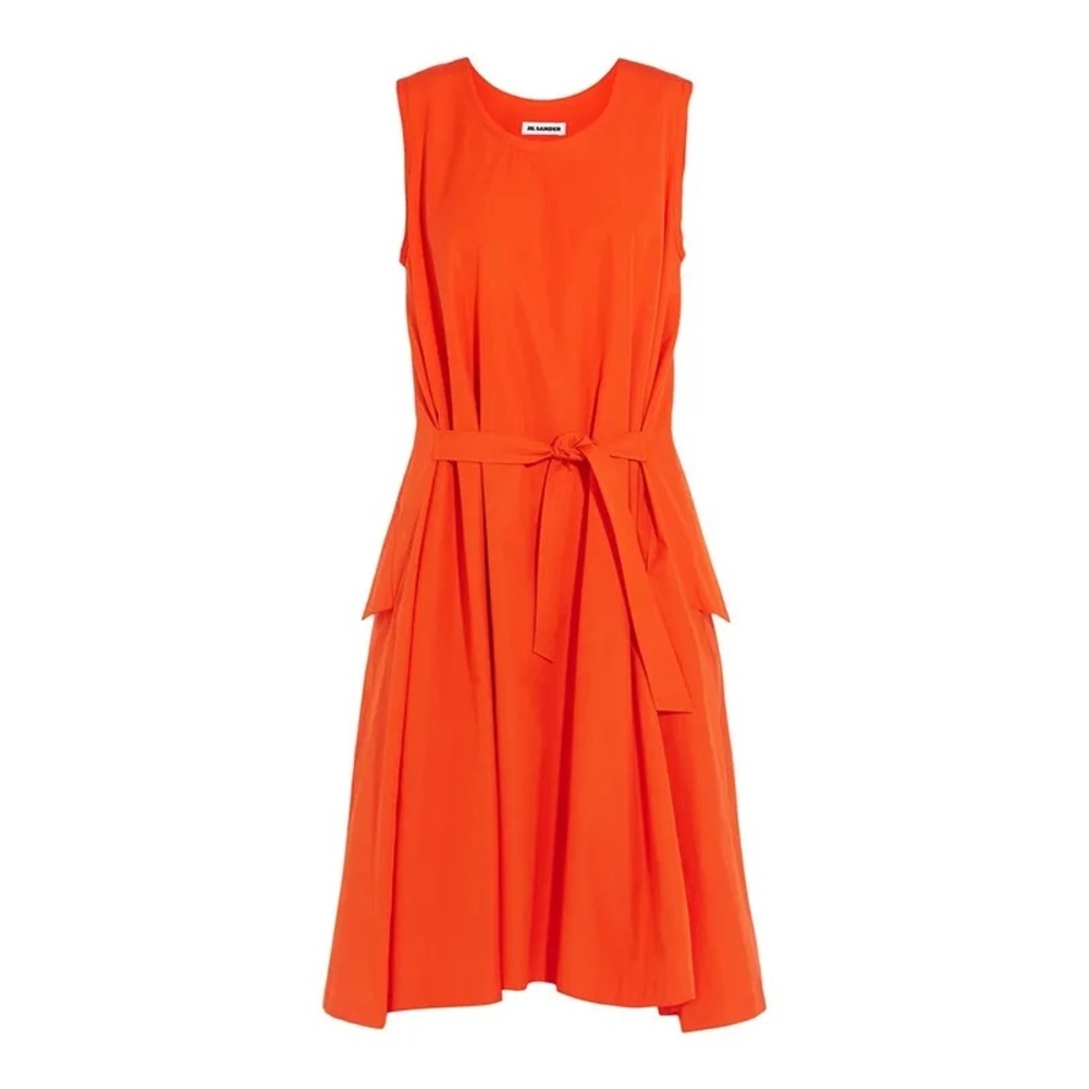 Jil Sander Vibrant Orange Sleeveless Midi Dress